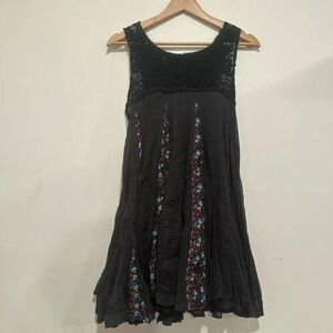 Free People Black Floral Mini Dress
